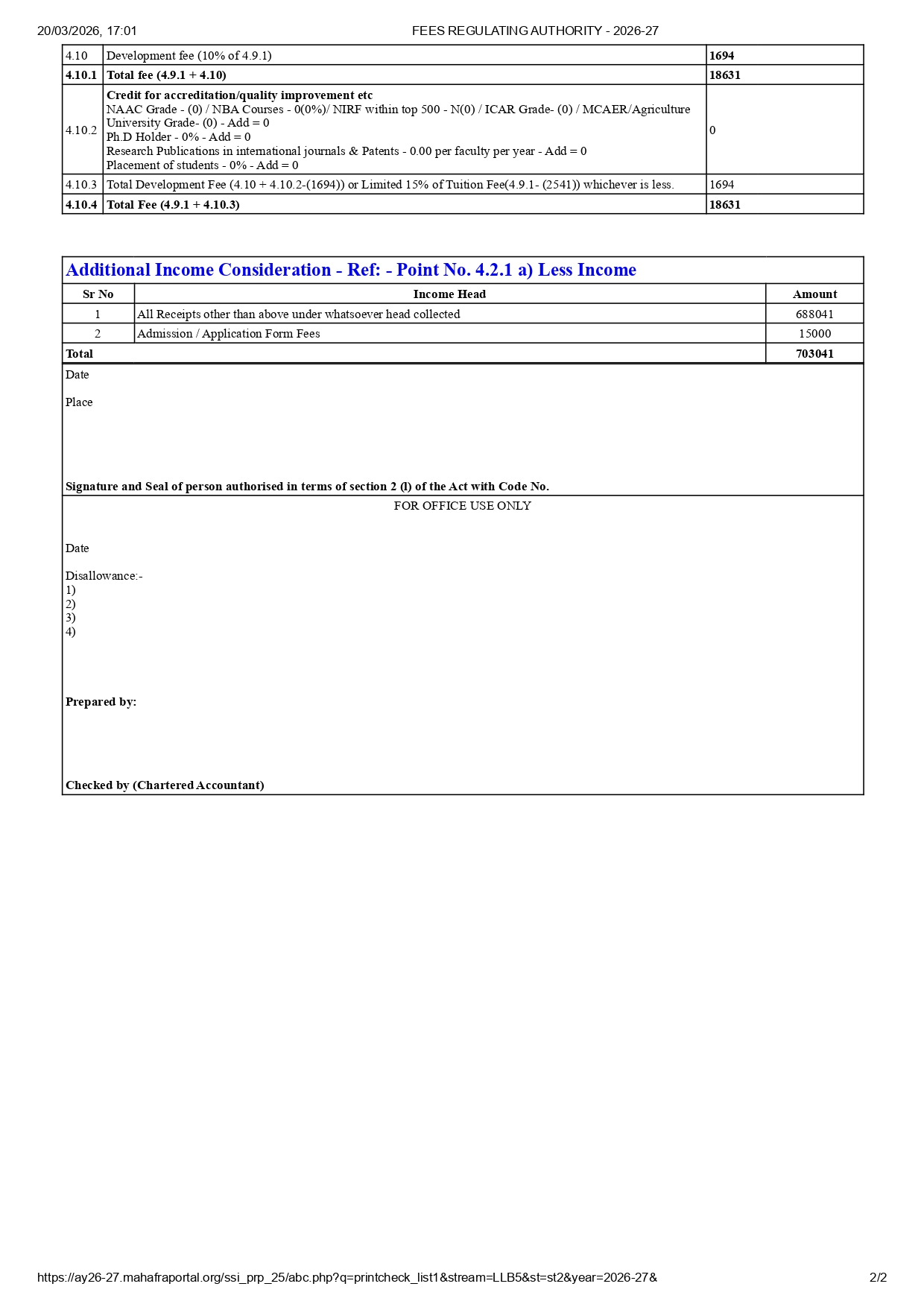 LLB 5 Years Fees Structure 2